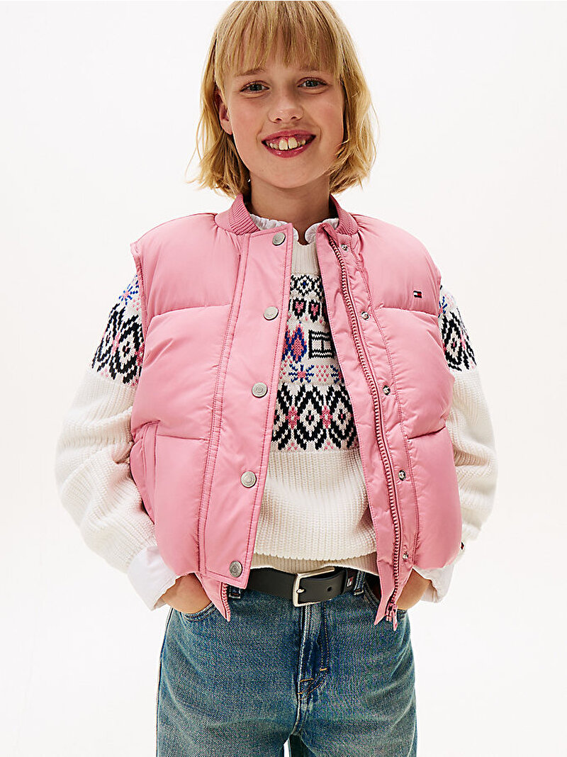 Kız Çocuk Branded Puffer Yelek Pembe  KG0KG08856THC