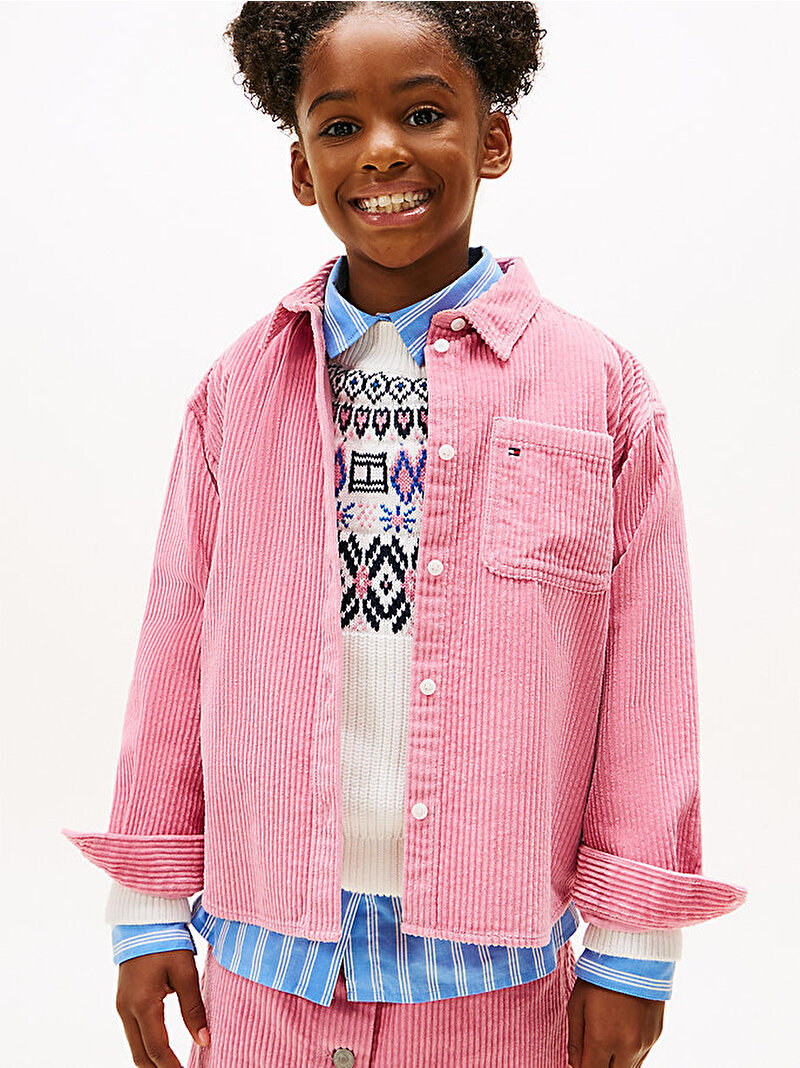Kız Çocuk Corduroy Overshirt Gömlek Pembe  KG0KG09022THC
