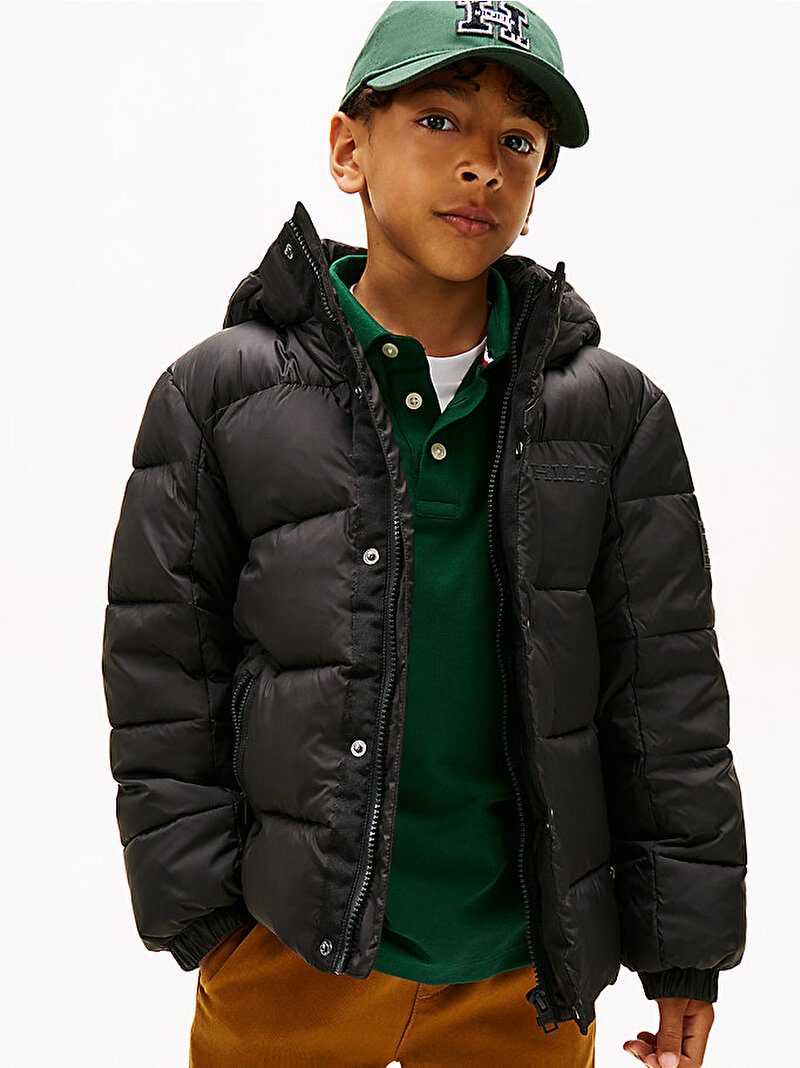 Erkek Çocuk Matt and Shine Puffer Mont Siyah KB0KB10093BDS