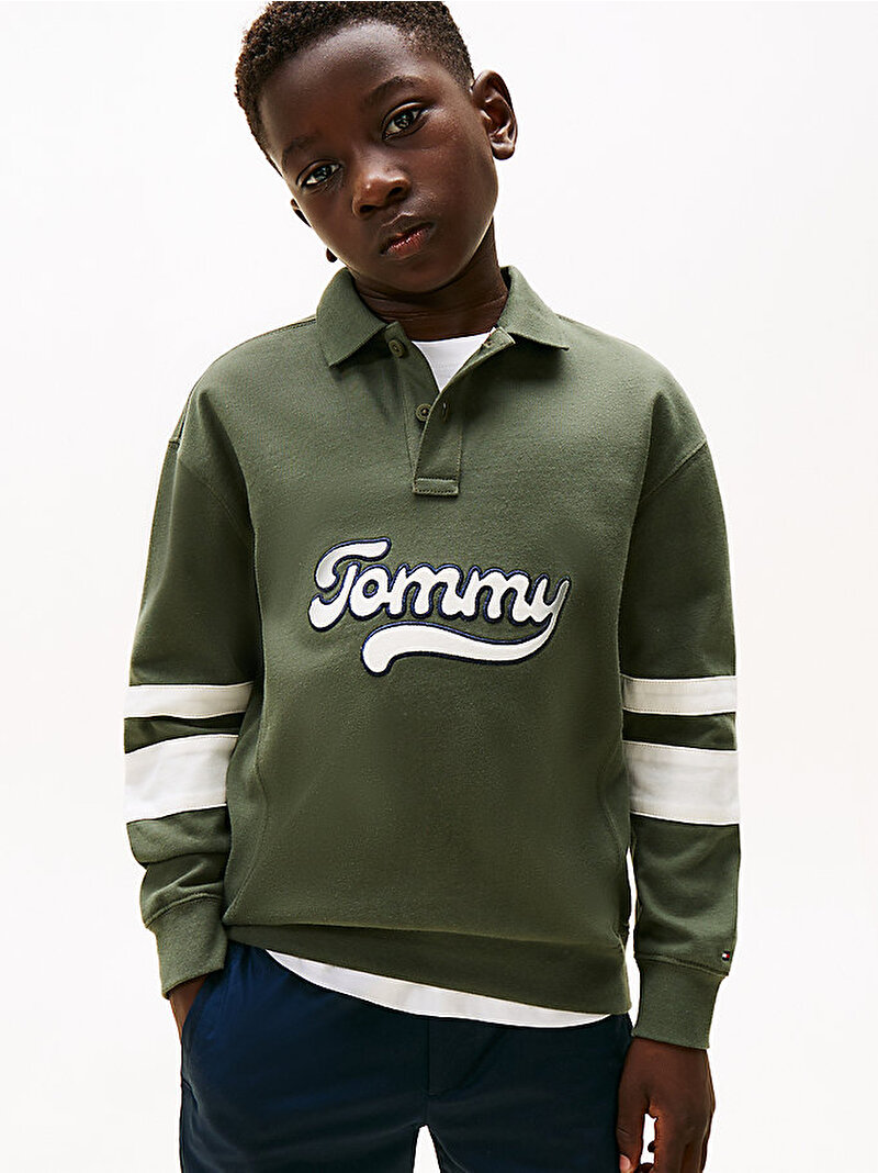Erkek Çocuk Tommy Varsity Graphic Polo T-shirt Yeşil KB0KB09995MRH