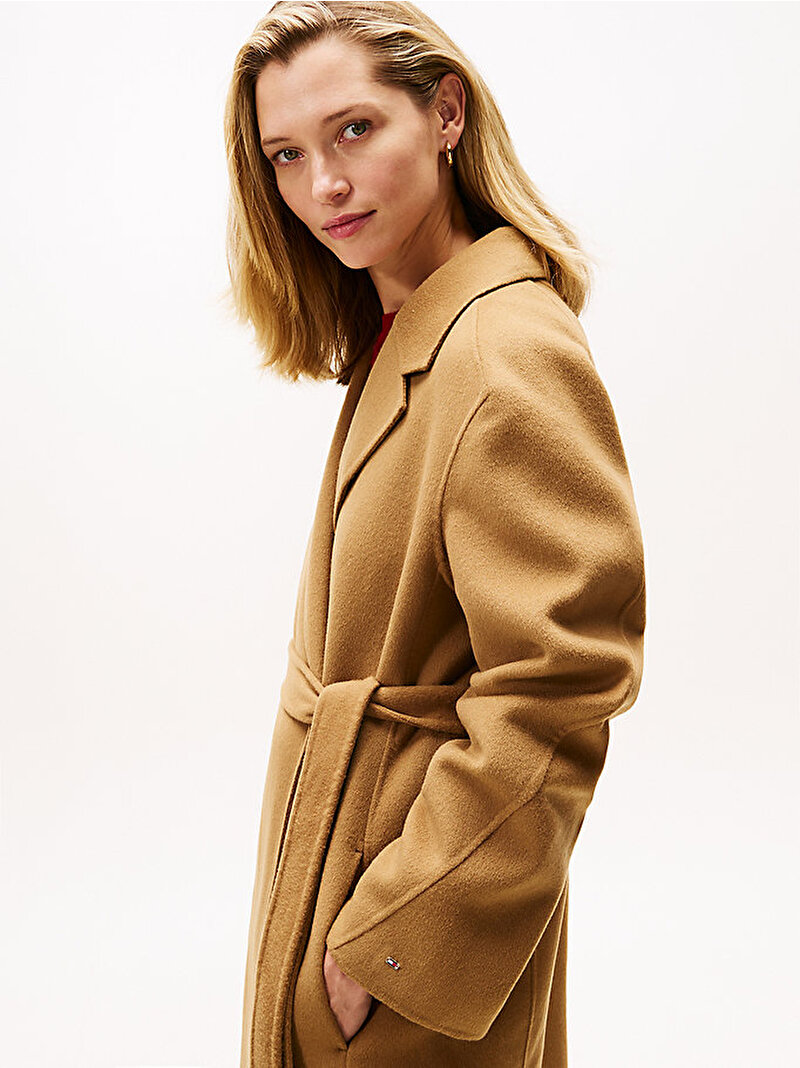 Kadın Wool Regular Belted Kaban Bej  WW0WW47286GWJ