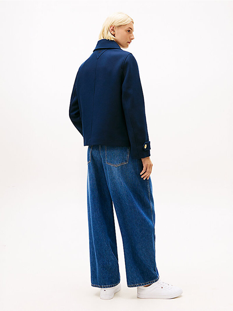 Kadın Wool Blend Regular Kaban Lacivert WW0WW47281C1G