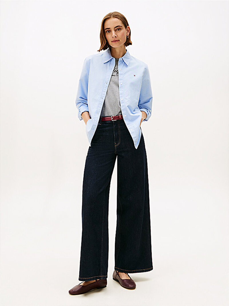 Kadın Oxford Relaxed Fit Gömlek Mavi  WW0WW461110YC