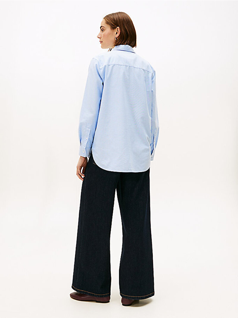 Kadın Oxford Relaxed Fit Gömlek Mavi  WW0WW461110YC