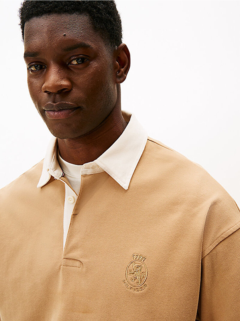 Erkek Peached Crest Solid Sweatshirt Bej  MW0MW40866GV7