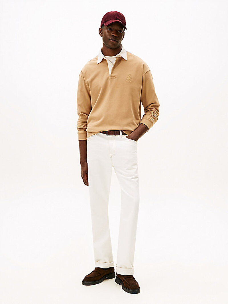 Erkek Peached Crest Solid Sweatshirt Bej  MW0MW40866GV7