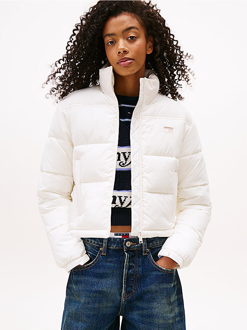 Kadın TJW Flag Back Drop Puffer Mont Beyaz  DW0DW21620YBH
