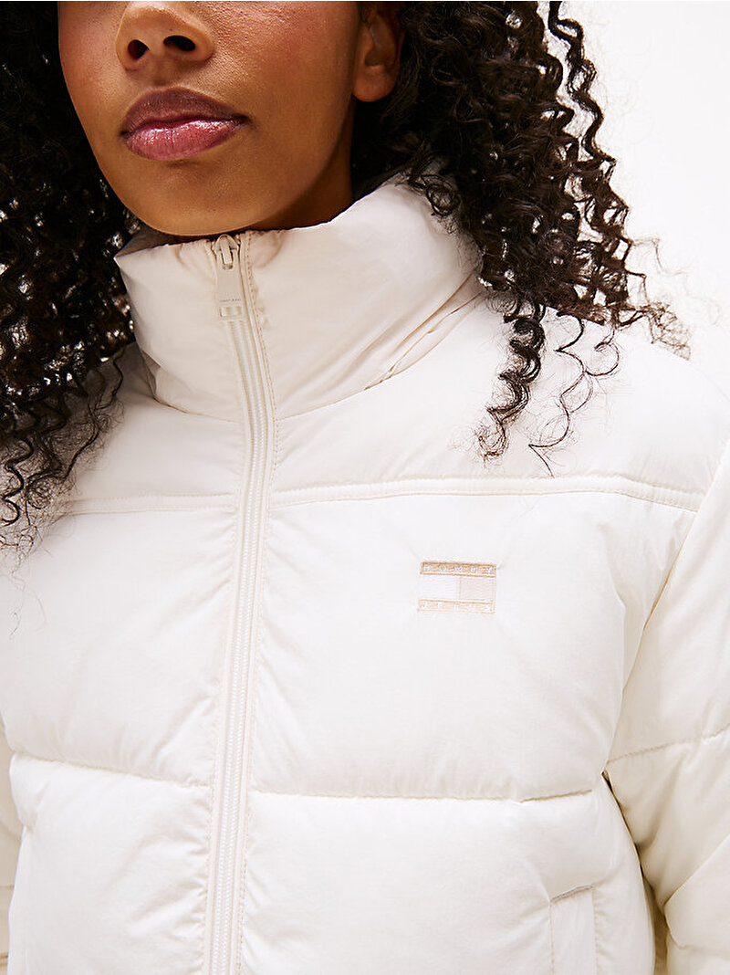 Kadın TJW Flag Back Drop Puffer Mont Beyaz  DW0DW21620YBH