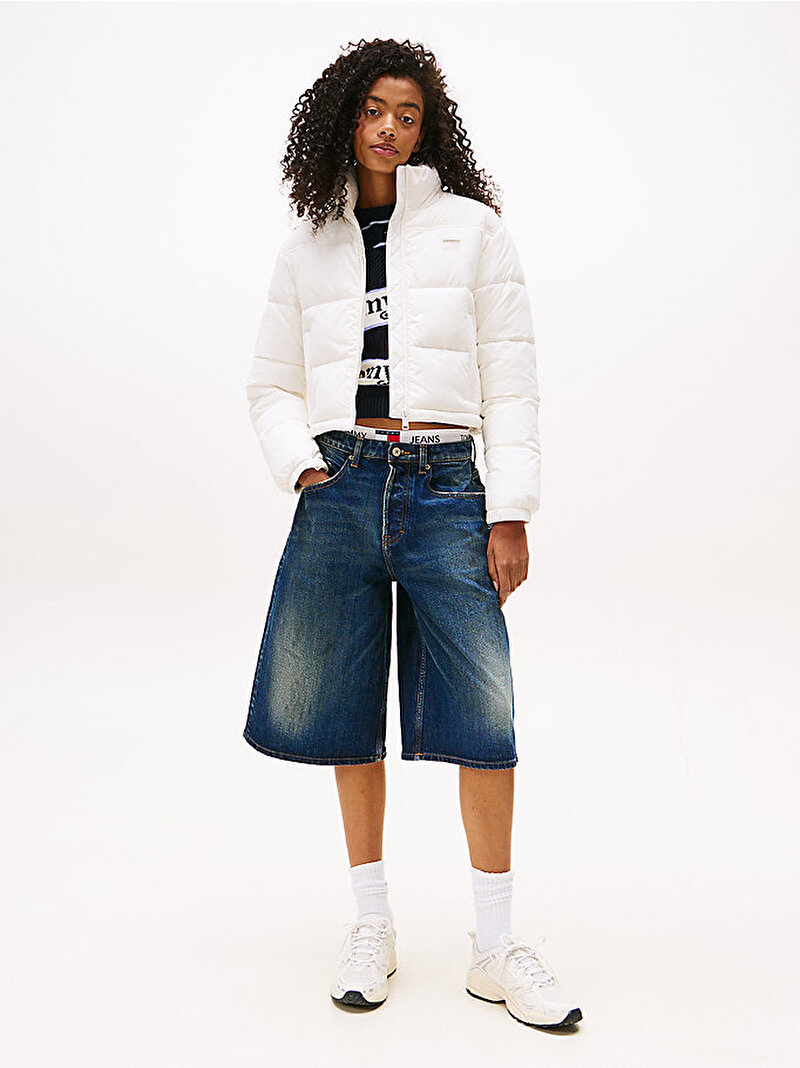 Kadın TJW Flag Back Drop Puffer Mont Beyaz  DW0DW21620YBH