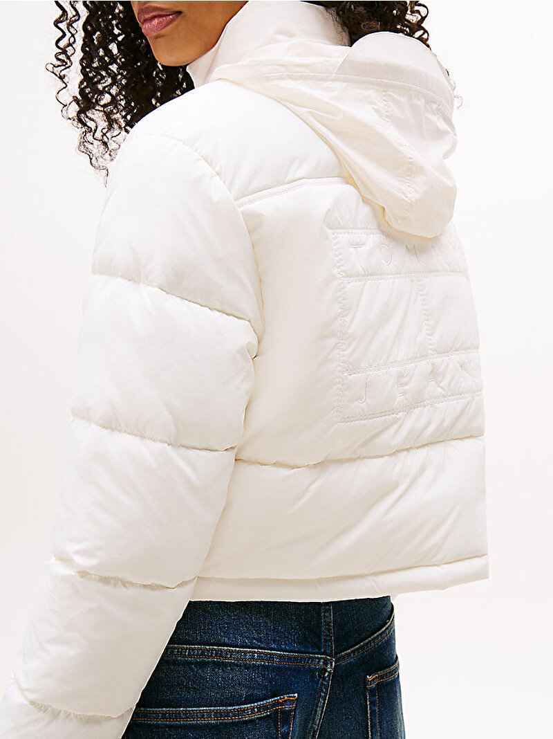 Kadın TJW Flag Back Drop Puffer Mont Beyaz  DW0DW21620YBH