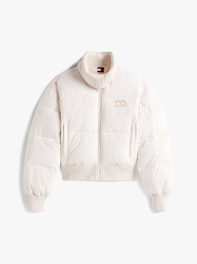 Kadın TJW Crop Rib Detail Puffer Mont Beyaz DW0DW21659YBH
