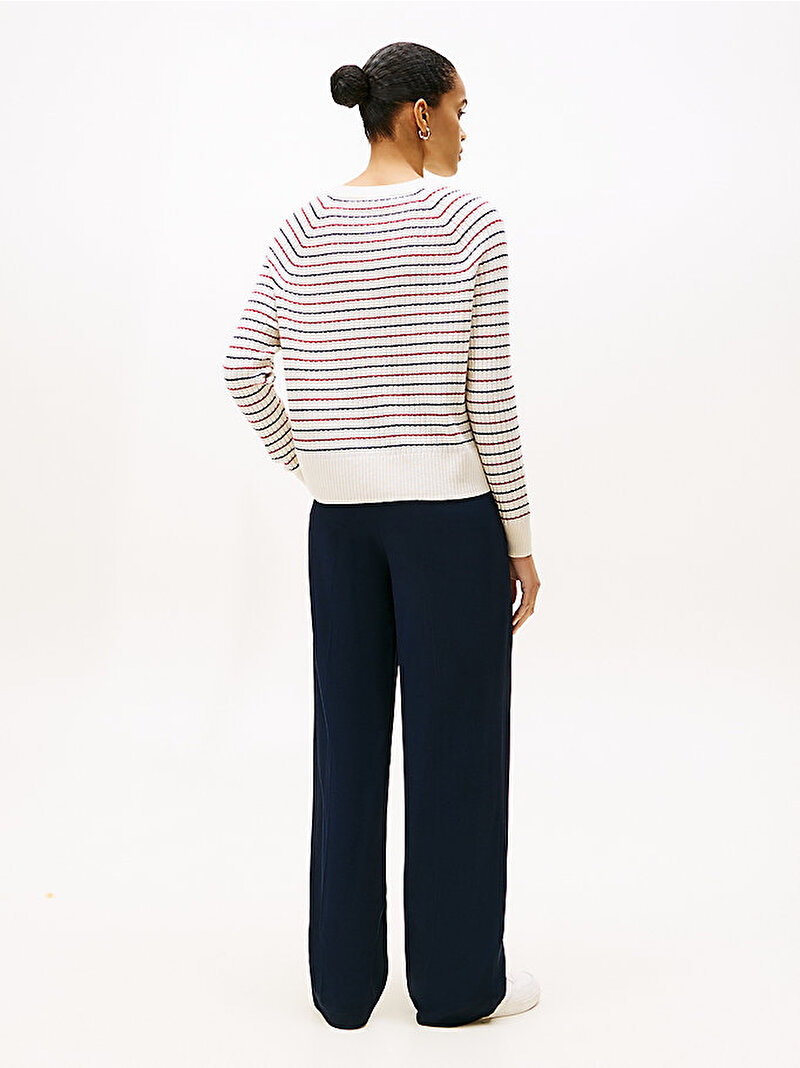 Kadın Wool Cash Cable V-neck Kazak Çok renkli WW0WW464170FH