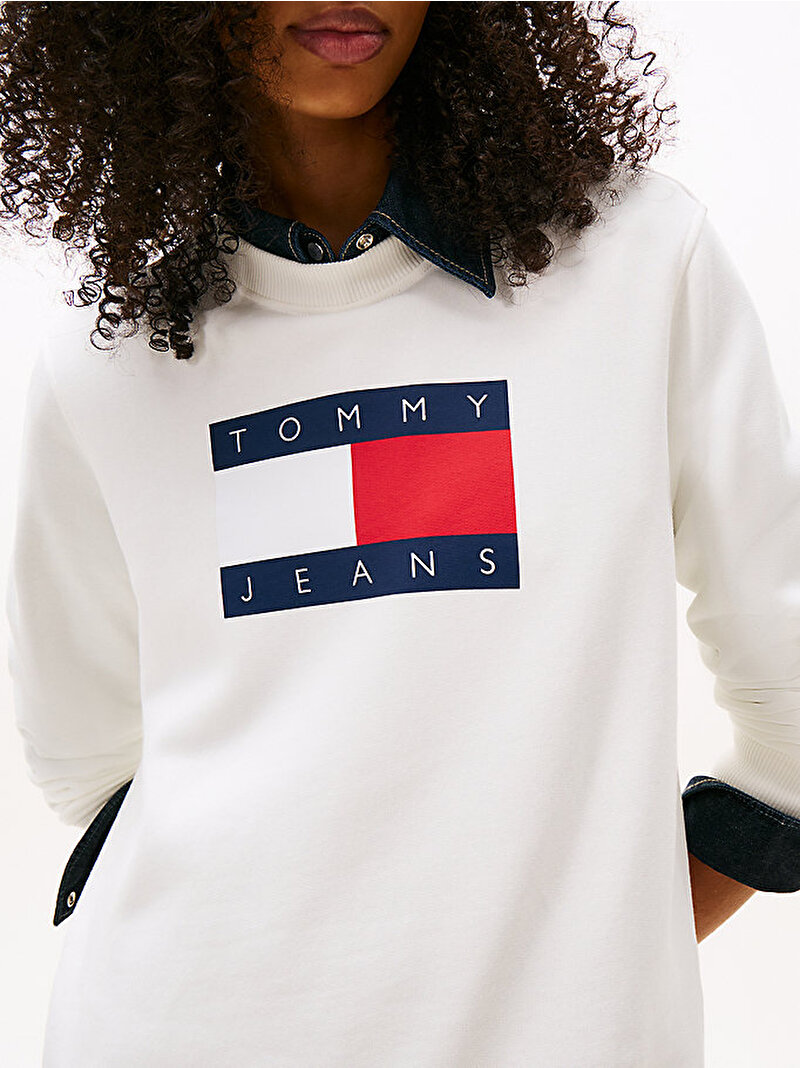 Kadın TJW Regular Flag Sweatshirt Ekru DW0DW22564YBL