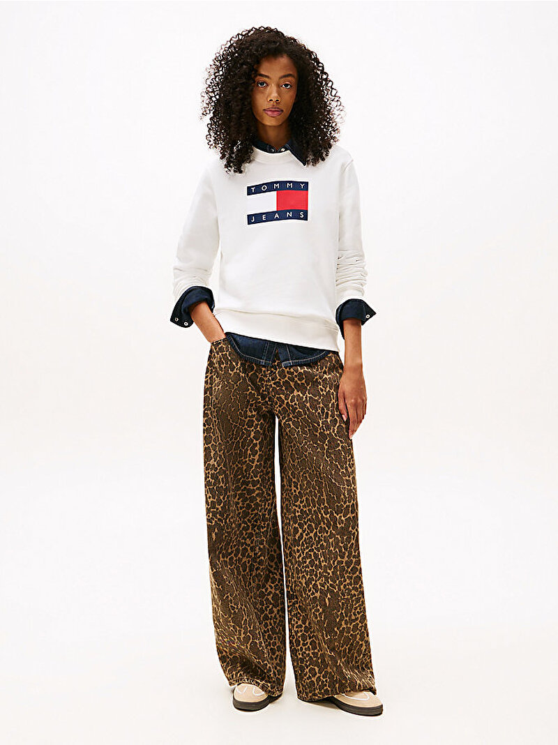 Kadın TJW Regular Flag Sweatshirt Ekru DW0DW22564YBL