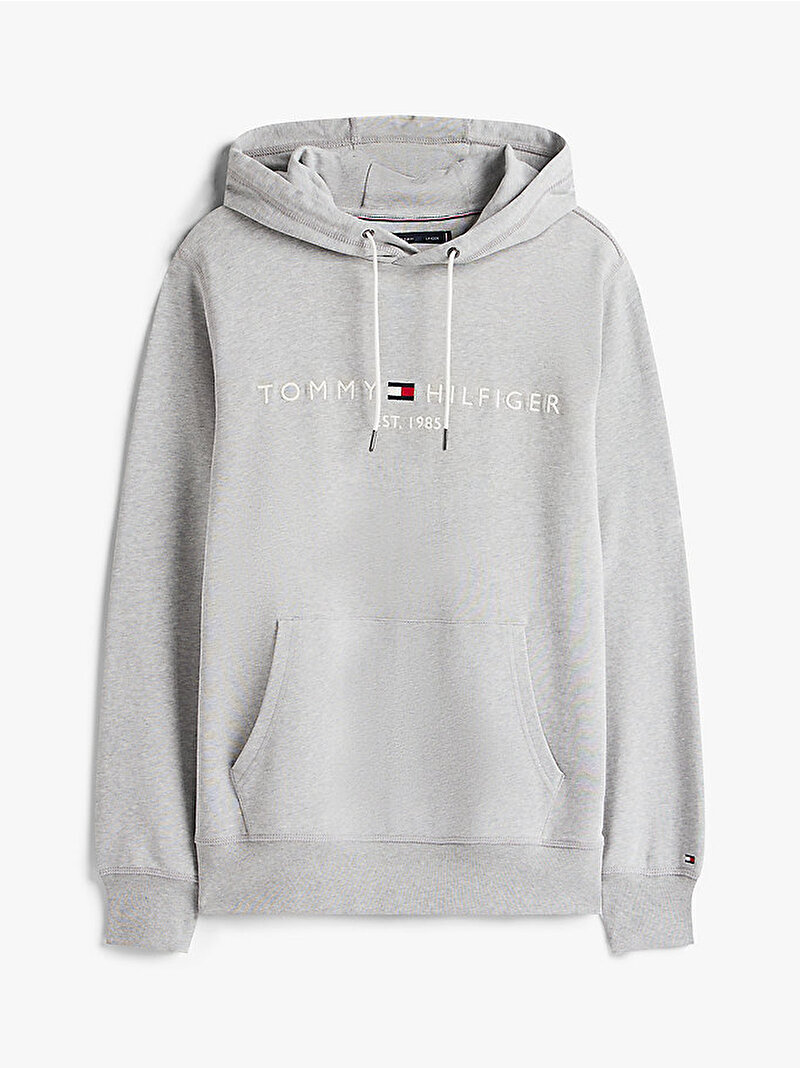 Erkek Tommy Logo Hoodie Gri MW0MW13720P01
