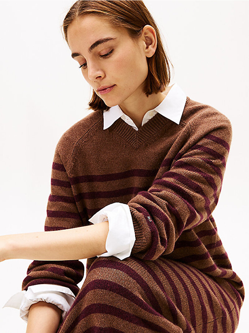 Kadın Chunky Wool Kazak Elbise Kahverengi WW0WW467610BJ