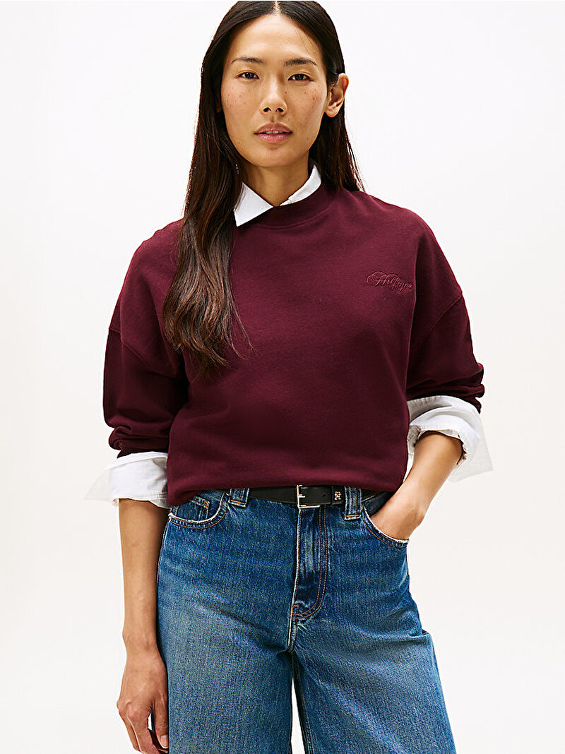 Kadın Modern Relax Terry Sweatshirt Kırmızı WW0WW46125XIH