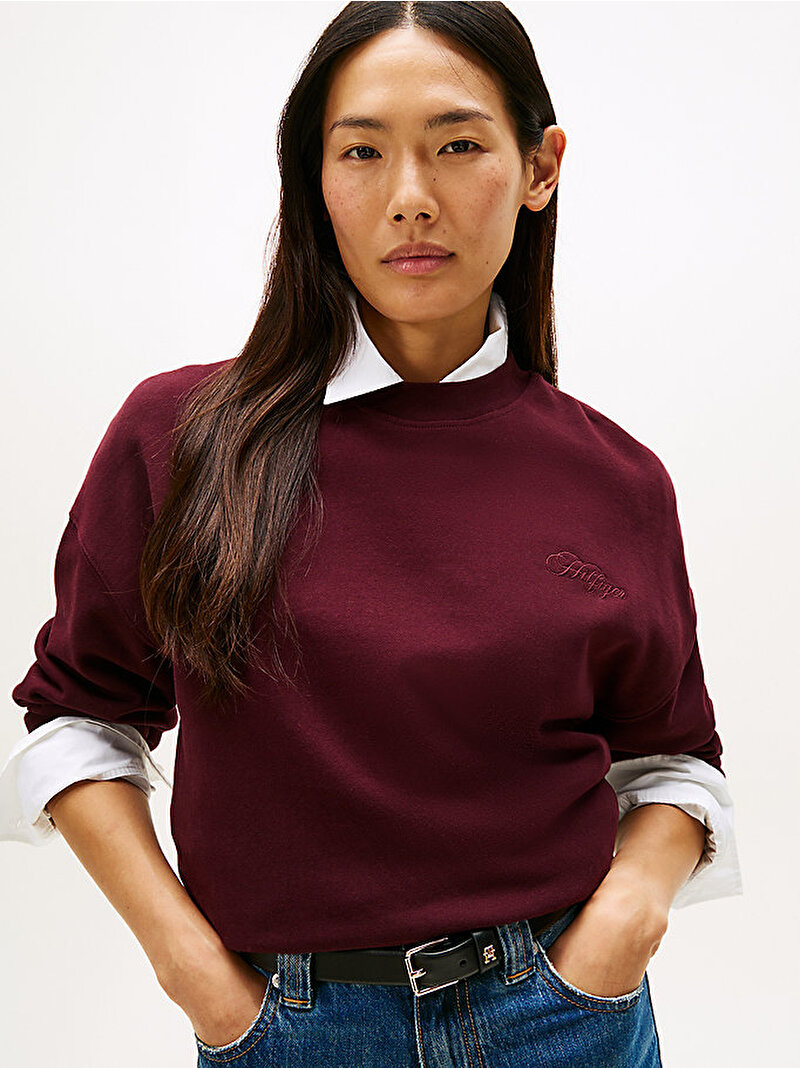 Kadın Modern Relax Terry Sweatshirt Kırmızı WW0WW46125XIH