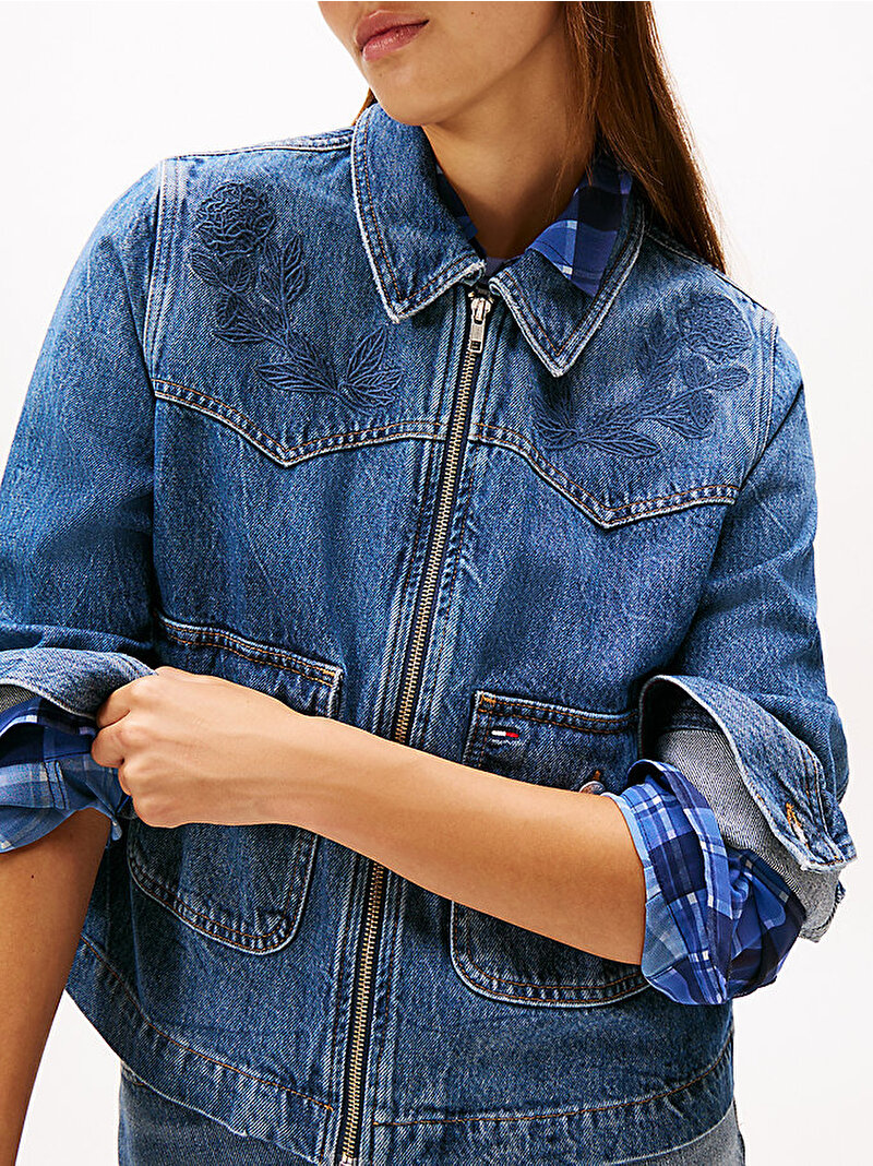 Kadın Coach Denim Ceket Lacivert DW0DW215531BK