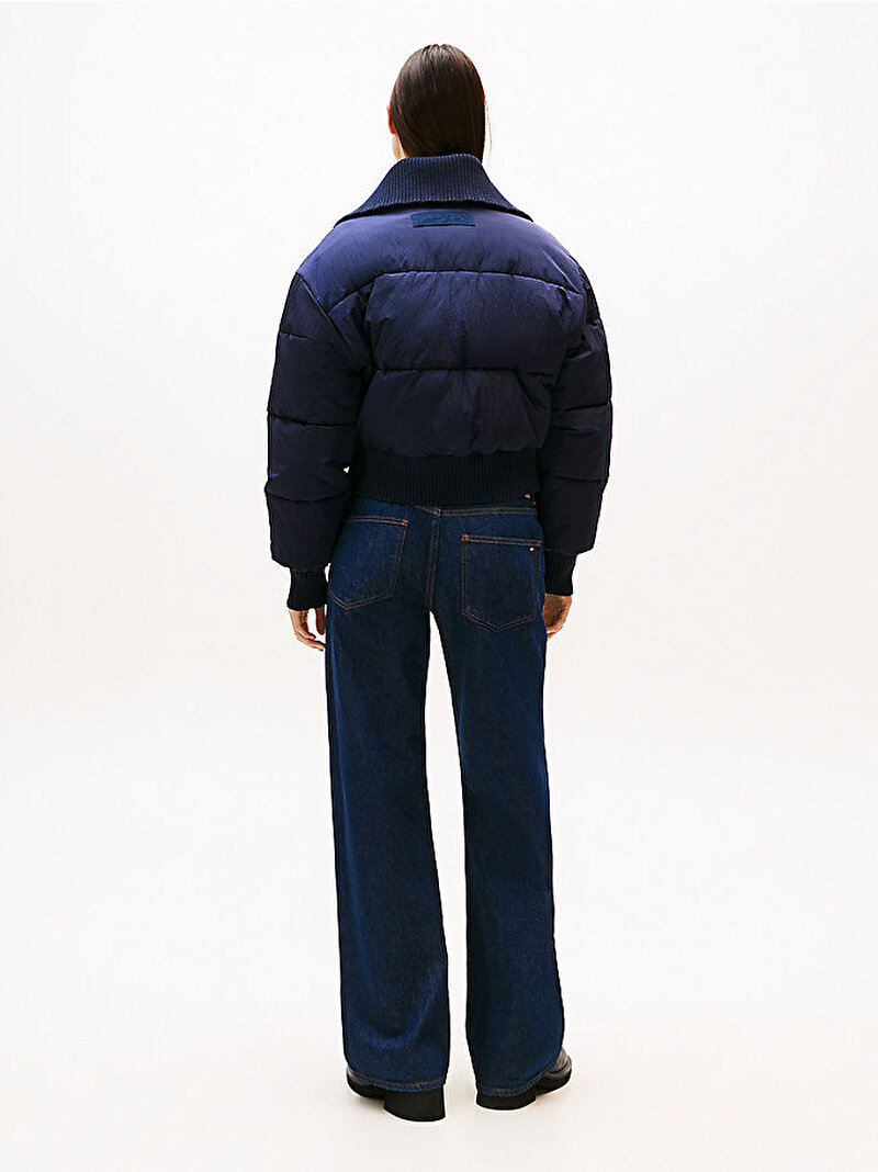 Kadın TJW Crop Rib Detail Puffer Mont Lacivert DW0DW21659C1G