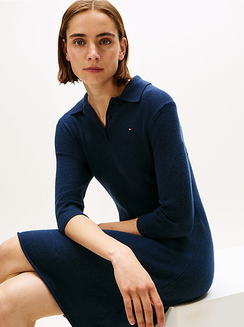 Kadın Soft Wool Half Elbise Lacivert WW0WW46436C1G