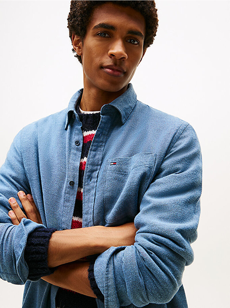 Erkek TJM Regular Flannel Gömlek Lacivert DM0DM22023C1G