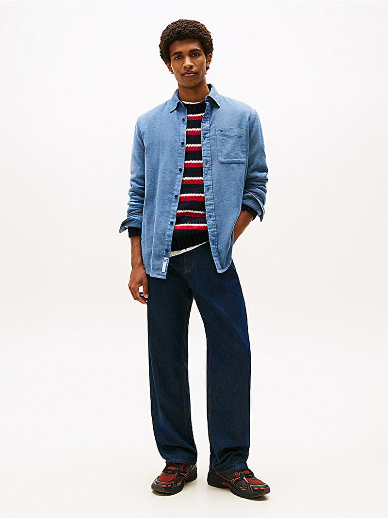 Erkek TJM Regular Flannel Gömlek Lacivert DM0DM22023C1G