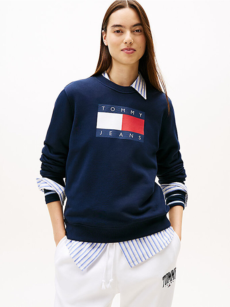 Kadın TJW Regular Flag Sweatshirt Lacivert DW0DW22564C1G