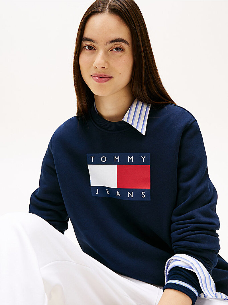 Kadın TJW Regular Flag Sweatshirt Lacivert DW0DW22564C1G