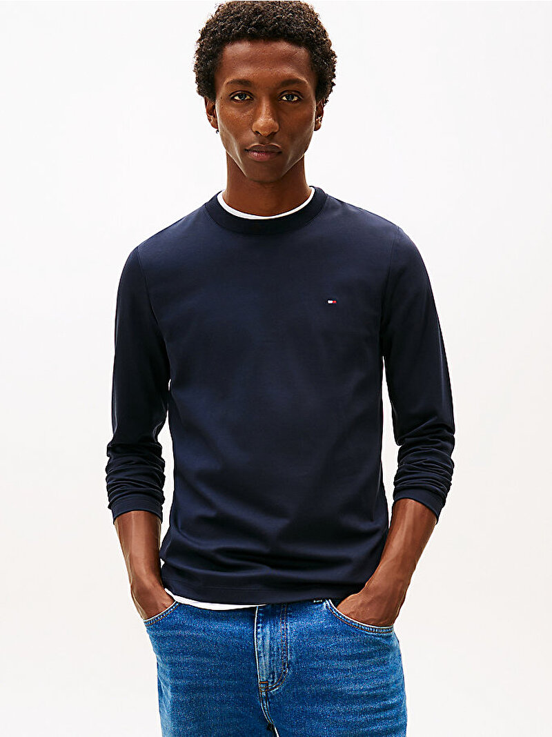 Erkek Luxury Interlock T-shirt Lacivert MW0MW27908DW5