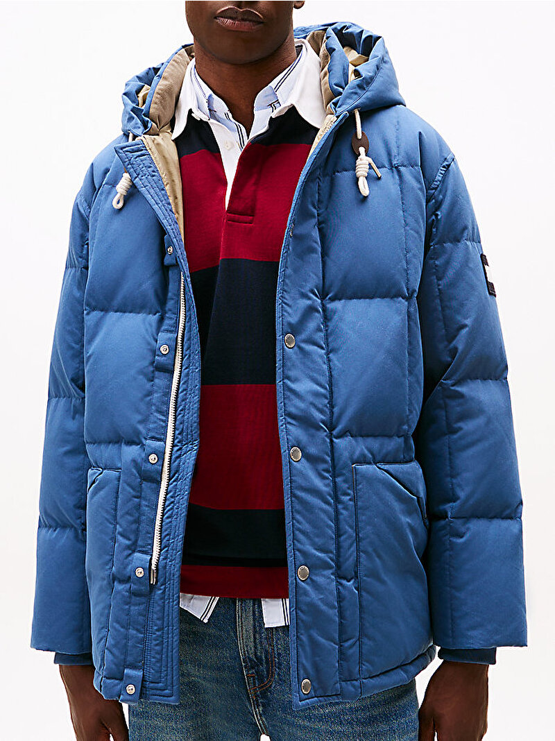 Erkek Square Baffled Down Puffer Mont Mavi  MW0MW40614DBZ