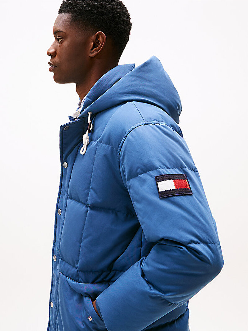 Erkek Square Baffled Down Puffer Mont Mavi  MW0MW40614DBZ