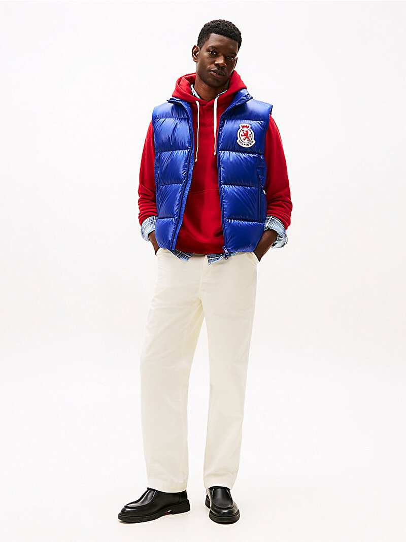 Erkek Crest Shiny Down Yelek Mavi  MW0MW41514D03