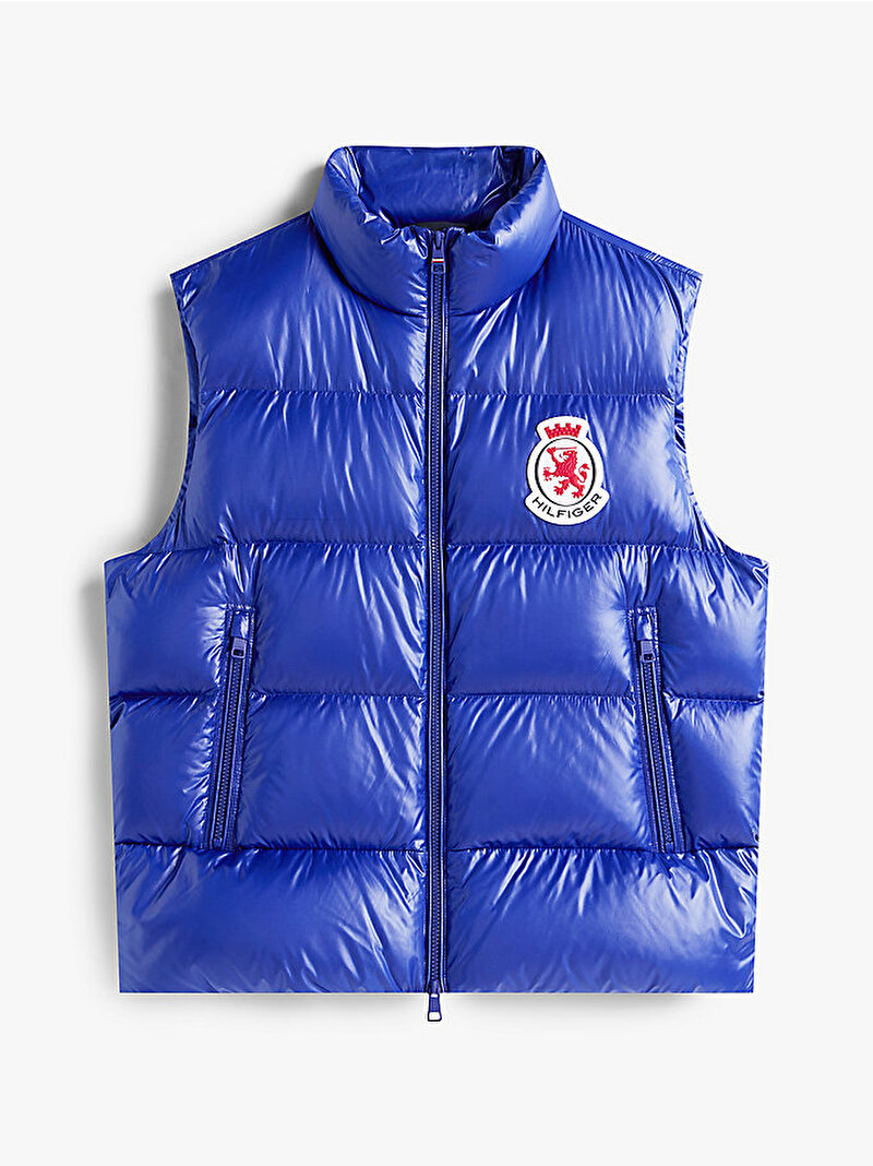 Erkek Crest Shiny Down Yelek Mavi  MW0MW41514D03