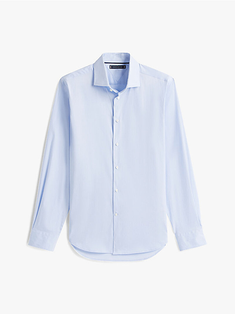 Erkek Flex Collar Solid Gömlek Mavi  MW0MW39755C3Q