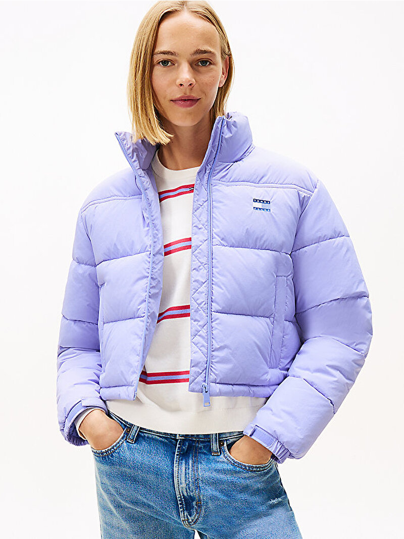 Kadın TJW Flag Back Drop Puffer Mont Mor DW0DW21620C5Z