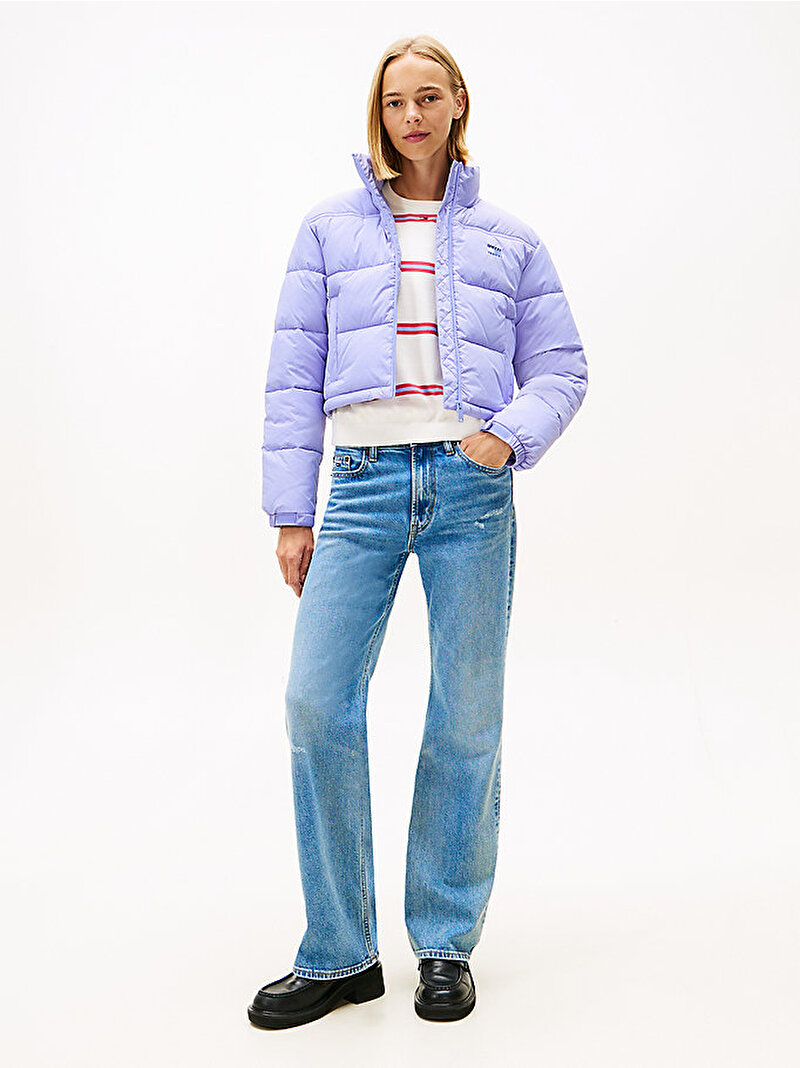 Kadın TJW Flag Back Drop Puffer Mont Mor DW0DW21620C5Z