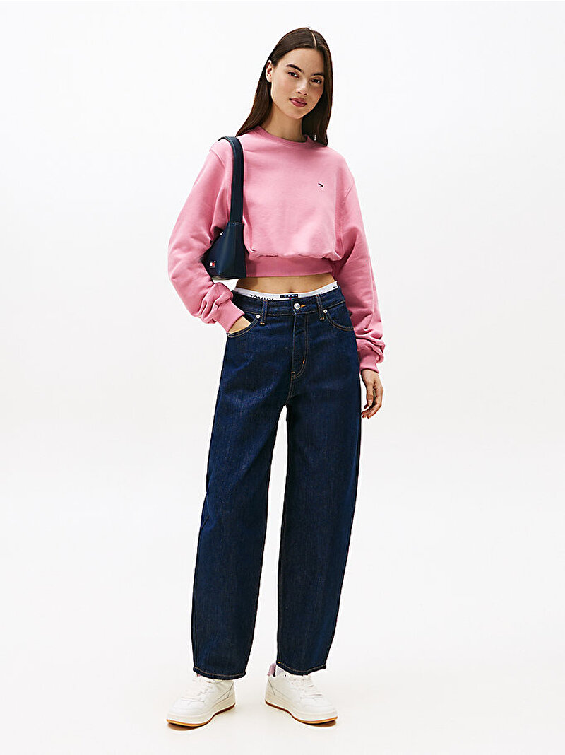Kadın TJW Crop Flag Sweatshirt Pembe  DW0DW21831THC