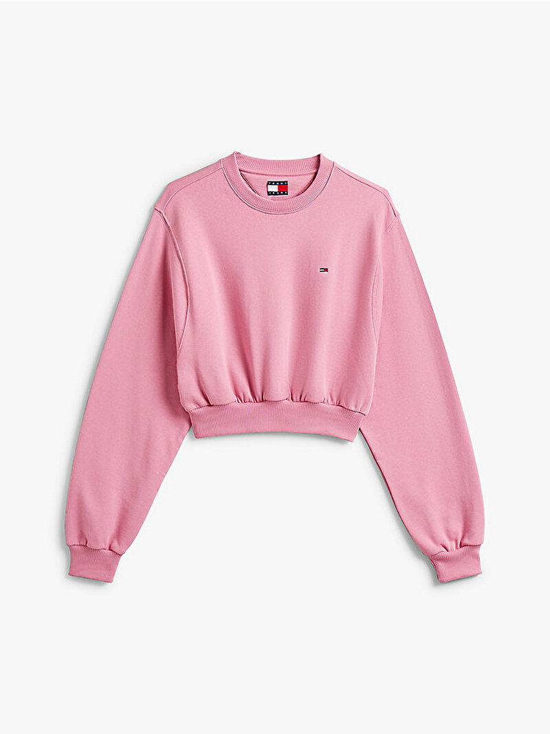 Kadın TJW Crop Flag Sweatshirt Pembe  DW0DW21831THC