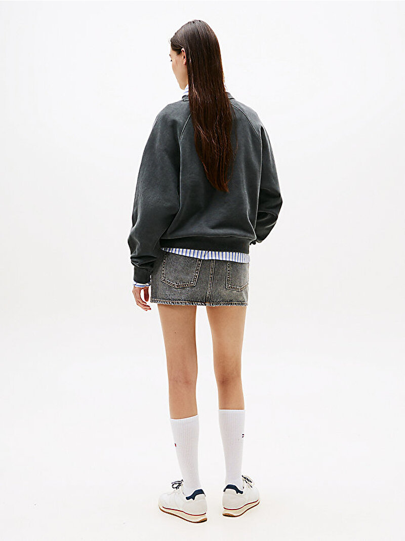 Kadın TJW Boxy Leopar Sweatshirt Siyah DW0DW21959BDS