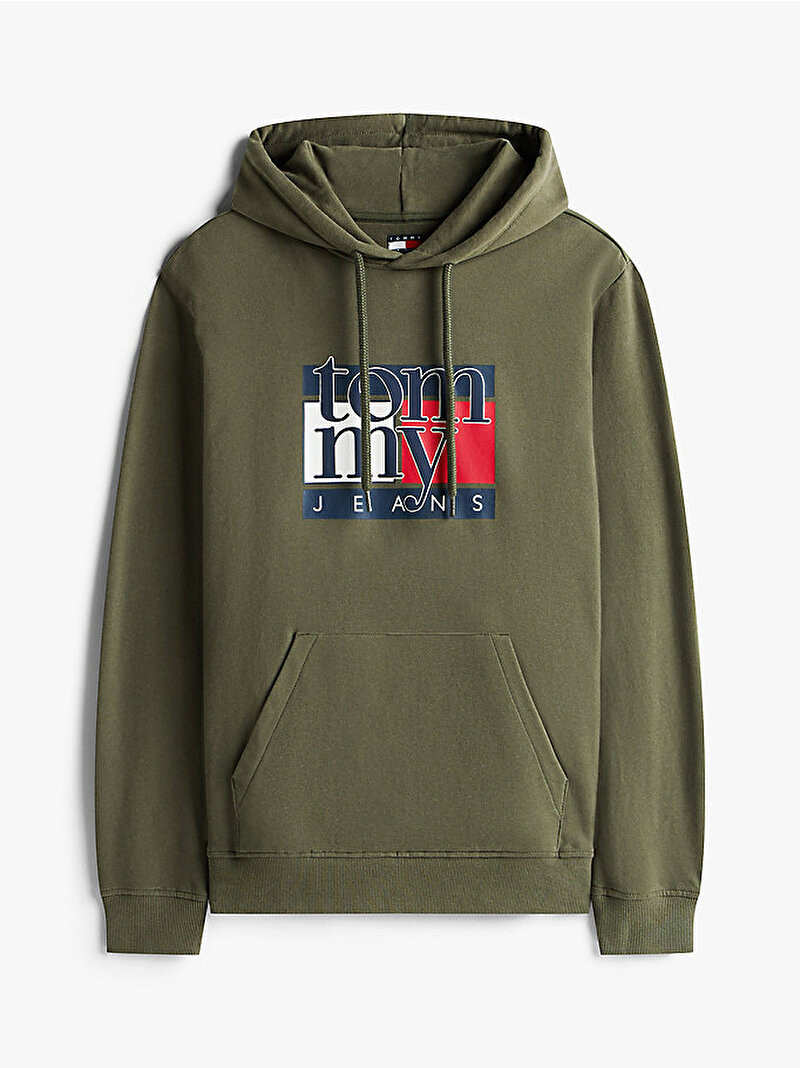 Erkek TJM Regular Flag Hoodie Yeşil DM0DM22092MRH
