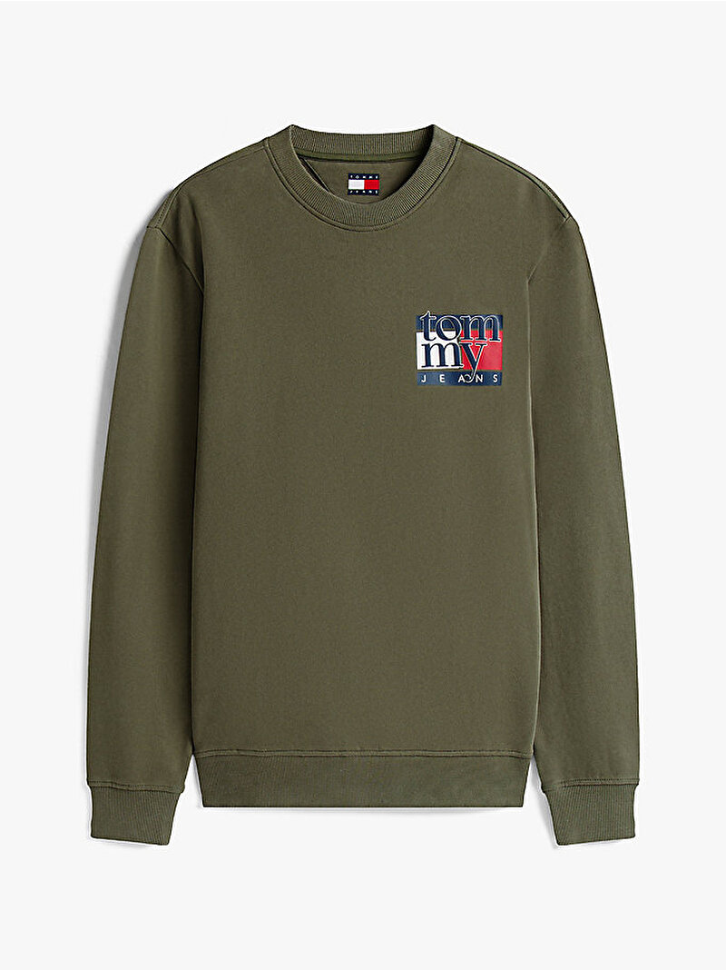 Erkek TJM Regular Flag Sweatshirt Yeşil DM0DM22093MRH