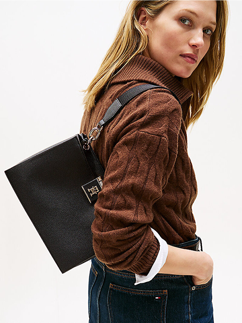 Kadın TH Medium Satchel Çanta Siyah AW0AW17722BDS