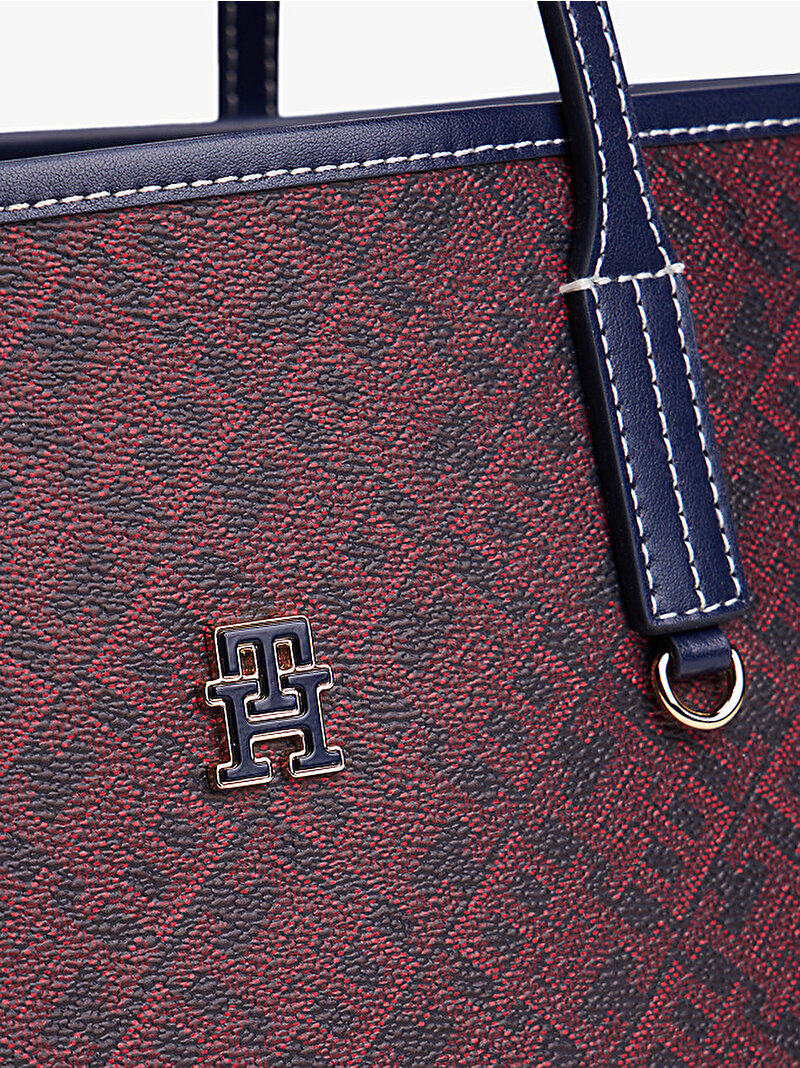 Kadın TH Monopoly Leather Tote Çanta Lacivert AW0AW17696DW6