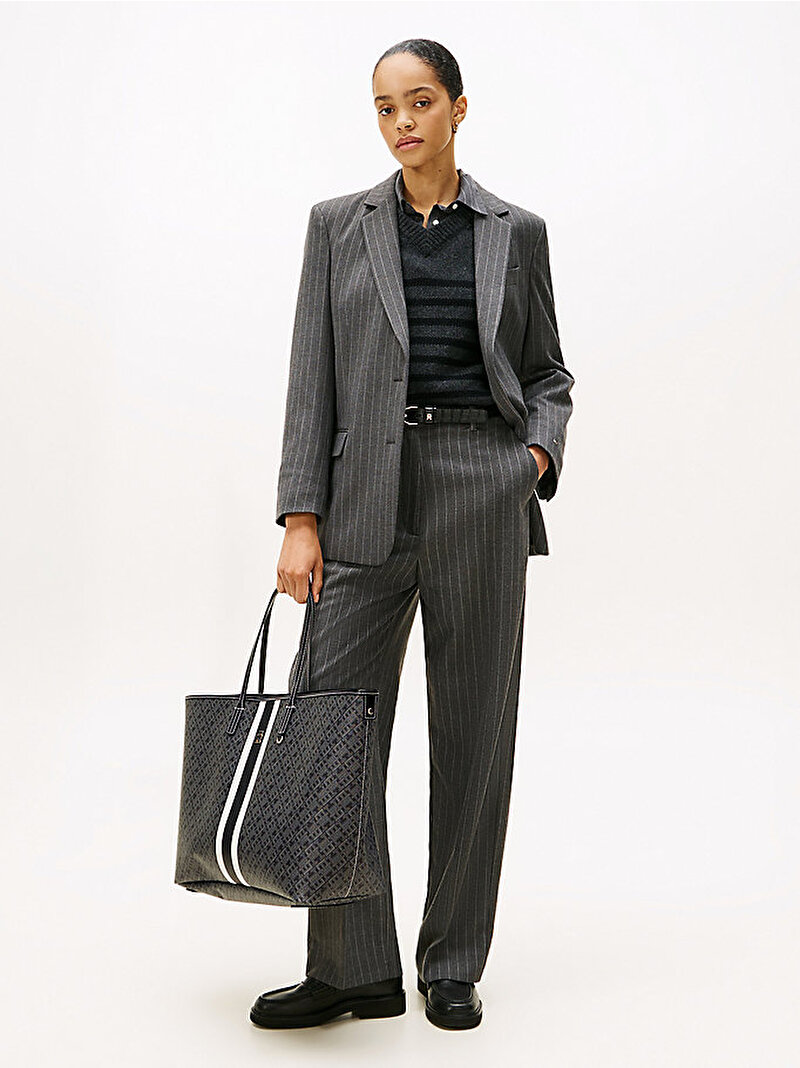 Kadın TH Monoplay Maxi Tote Çanta Siyah AW0AW17697BDS