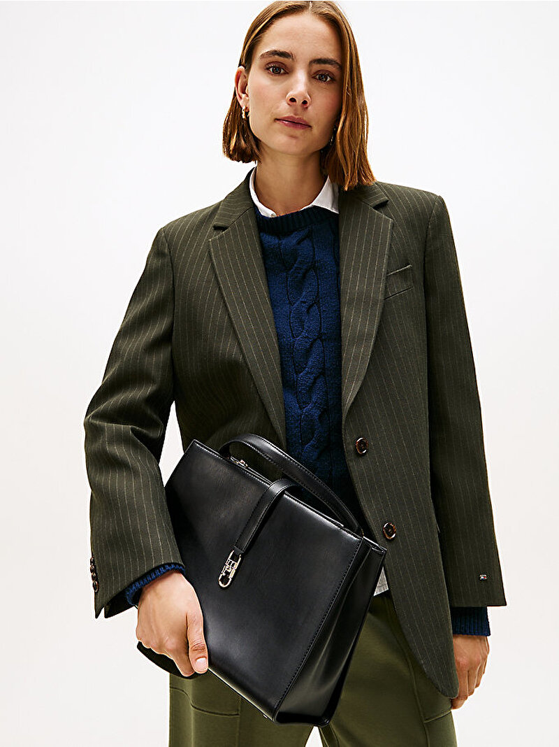 Kadın TH Libre Medium Satchel Çanta Siyah AW0AW17724BDS