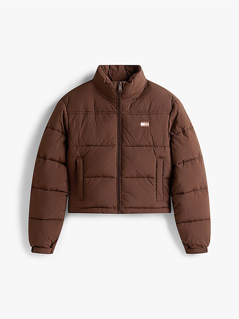 Kadın TJW Flag Back Crop Puffer Mont Kahverengi DW0DW21620GS7