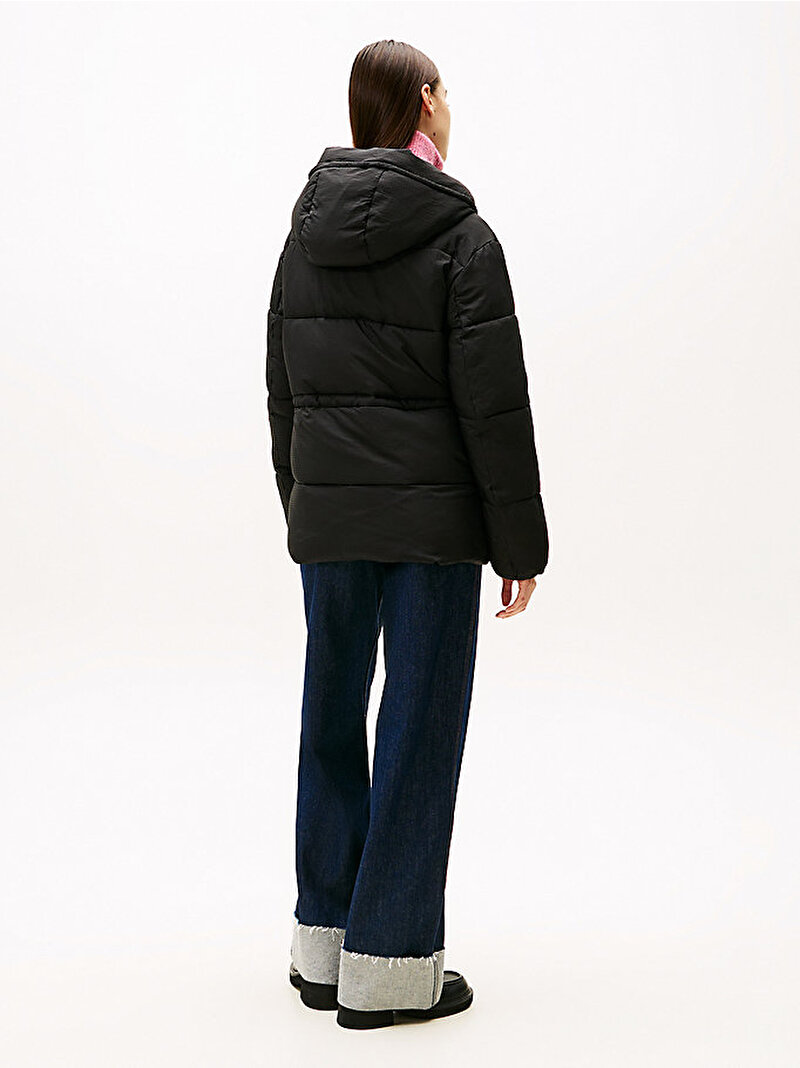 Kadın TJW Hooded Midi Puffer Mont Siyah DW0DW21626BDS