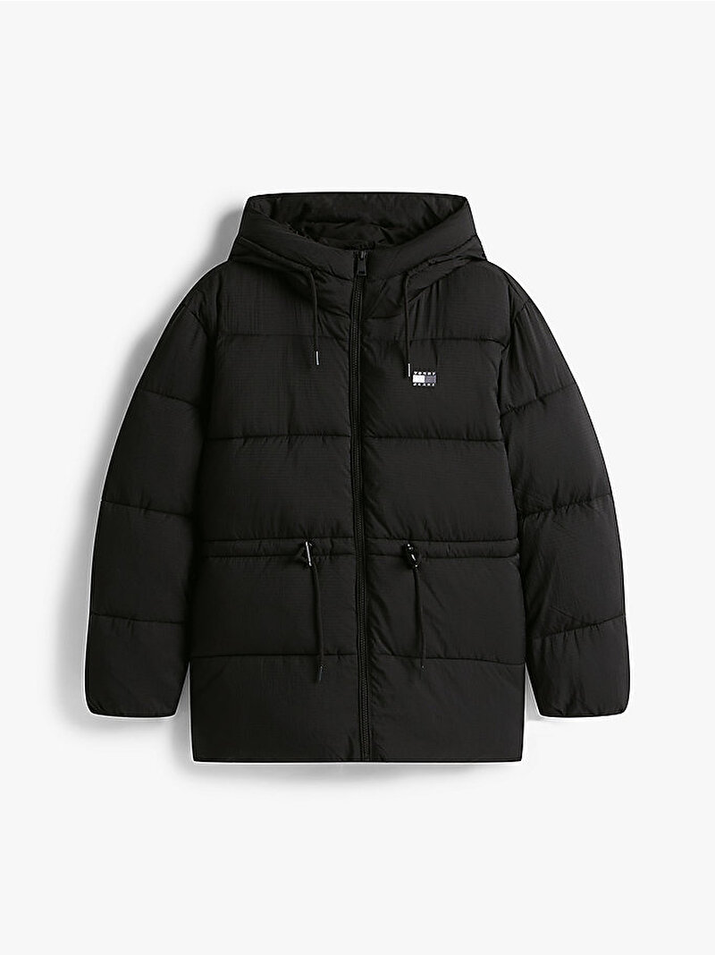 Kadın TJW Hooded Midi Puffer Mont Siyah DW0DW21626BDS