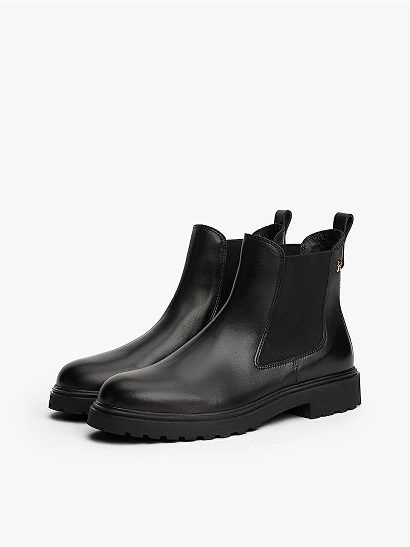 Kadın TH Leather Cleated Bot Siyah FW0FW08766BDS
